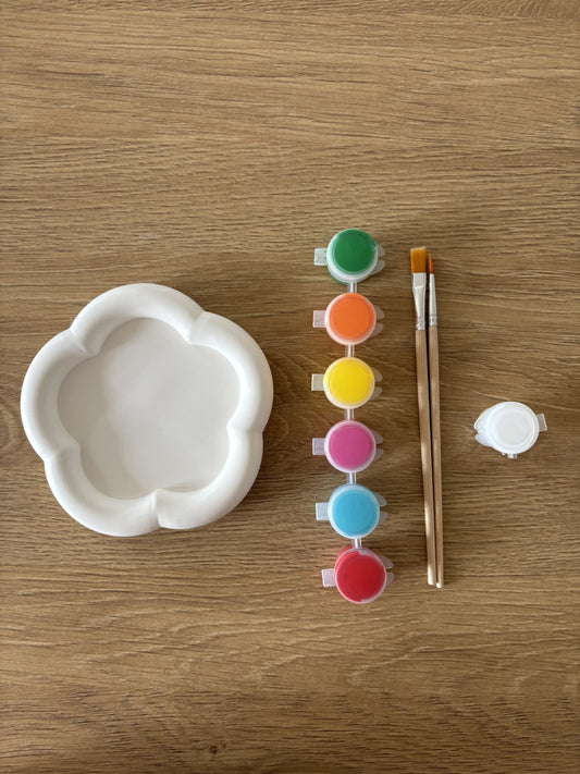Kit plateau fleur en plâtre à peindre